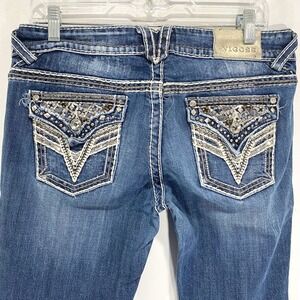 Vigoss The New York Boot Cut Jeans Embellished Flap Pockets Size 9/10 Blingy